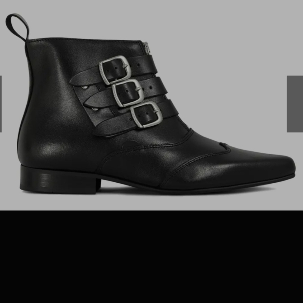 Underground Blitz Boots Winklepicker – Strap/Zip Ankle Boot – Dark Navy Suede - Picture 11 of 11